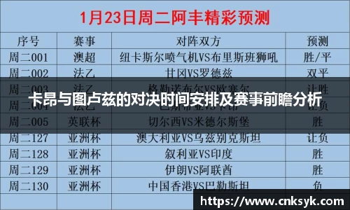 卡昂与图卢兹的对决时间安排及赛事前瞻分析